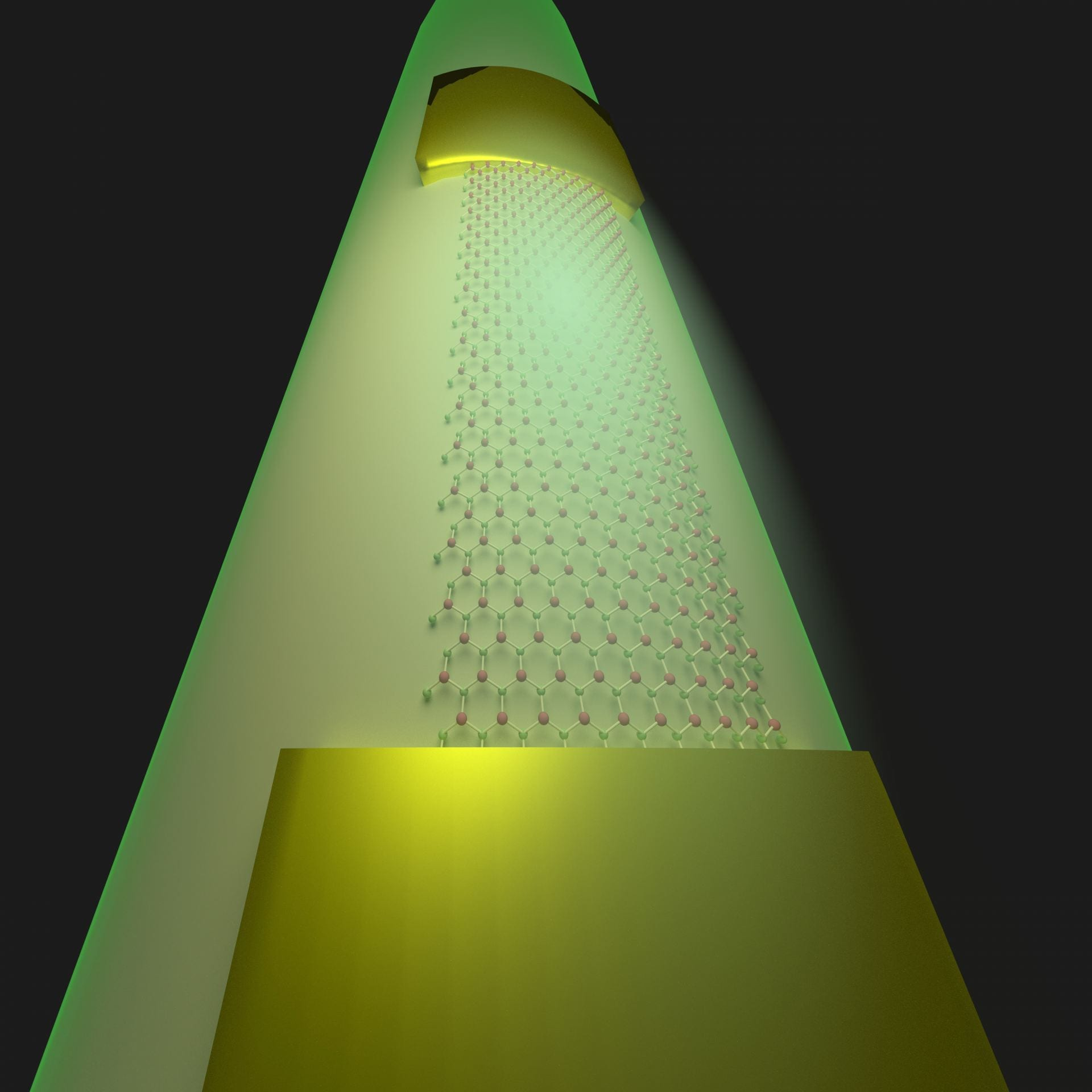 Complete flexible 2D circuits can be transferred from their fabrication platforms to curved and other smooth surfaces, such as this optical fiber. Such circuits are able to couple with near-field electromagnetic waves and offer next-generation sensing for optical fibers and other applications.