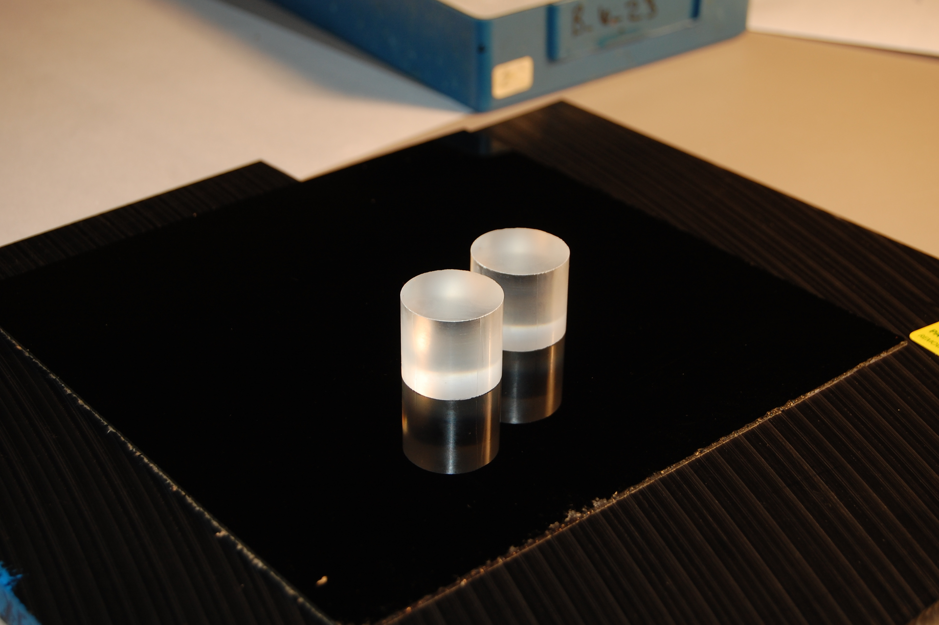 1-in.-diameter &times; 1-in.-tall stilbene cylinders are fabricated into scintillation detectors that can easily detect neutrons in the presence of gamma rays, with high neutron-gamma separation.