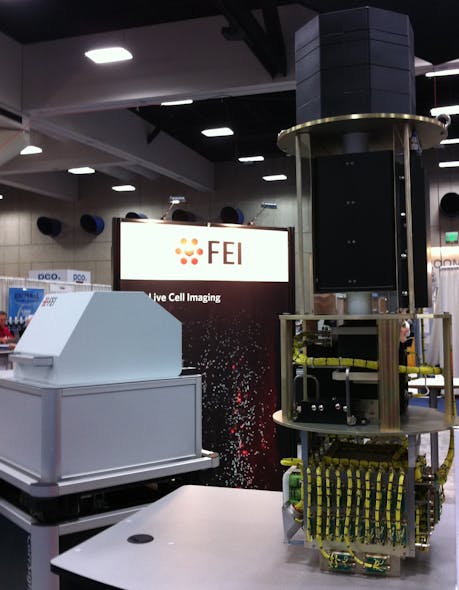 FEI Company displayed a version of its iMIC microscope, designed to fit into a rocket for space-based experiments.