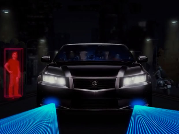 A conceptual diagram shows a vehicle equipped with light detection and ranging (lidar) technology.