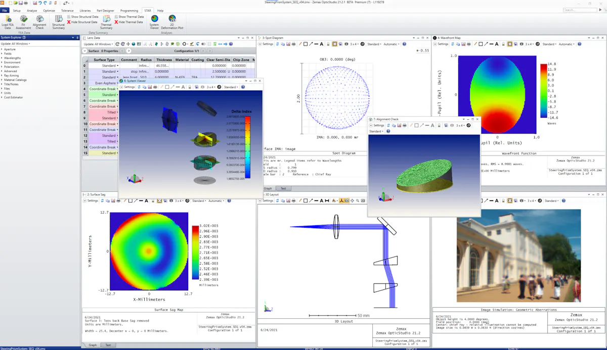 Optical design software offers structural, thermal, and optical ...