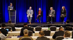The Optics Panel (left to right: Moderator Tom Hausken, Todd Jaeger, Jannick Rolland, Groot Gregory, and Jessica DeGroote Nelson) started with a question probing the importance of freeform optics. The Optics Panel (left to right: Moderator Tom Hausken, Todd Jaeger, Jannick Rolland, Groot Gregory, and Jessica DeGroote Nelson) started with a question probing the importance of freeform optics.