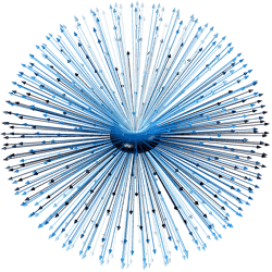 FIGURE 5. The radiation pattern of a dipole antenna (center) is used to assign the initial intensity and polarization of rays that are released in all directions. FIGURE 5. The radiation pattern of a dipole antenna (center) is used to assign the initial intensity and polarization of rays that are released in all directions.