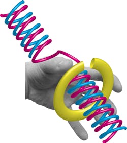 Stephen J. Benkovic, Mark Hedglin, and other members of Professor Benkovic's research team have studied the importance of 'clamp loader' enzymes and their activities during DNA replication. In this image, the clamp loader is represented, for illustrative purposes, by a hand, which is loading the sliding clamp ring onto DNA. Stephen J. Benkovic, Mark Hedglin, and other members of Professor Benkovic's research team have studied the importance of 'clamp loader' enzymes and their activities during DNA replication. In this image, the clamp loader is represented, for illustrative purposes, by a hand, which is loading the sliding clamp ring onto DNA.