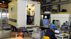 PTB's transportable optical atomic clock (in trailer at left) in the Modane Underground Laboratory (LSM).
