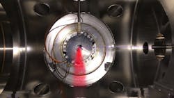 Inside the experimental vacuum chamber. Inside the experimental vacuum chamber.