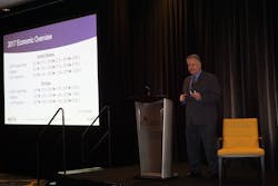 FIGURE 3. Laser Analyst Allen Nogee describes the global economic trends helping laser markets, which had a great 2017. FIGURE 3. Laser Analyst Allen Nogee describes the global economic trends helping laser markets, which had a great 2017.