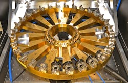 FIGURE 1. A mirror array is key for the disk laser in the heart of the new versatile laser concept. FIGURE 1. A mirror array is key for the disk laser in the heart of the new versatile laser concept.