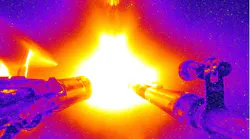 Colorized image of a NIF “Big Foot” deuterium-tritium (DT) implosion.