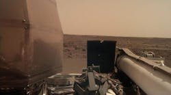 NASA&apos;s InSight Mars lander acquired this image using Teledyne&apos;s robotic arm-mounted, Instrument Deployment Camera (IDC). This image was acquired on November 27, 2018, Sol 1 where the local mean solar time for the image exposures was 13:32:45.
