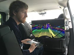 FIGURE 2. Luminar Technologies founder Austin Russell brought some Silicon Valley spirit to the LASER fair with his lidar demonstration ride. FIGURE 2. Luminar Technologies founder Austin Russell brought some Silicon Valley spirit to the LASER fair with his lidar demonstration ride.