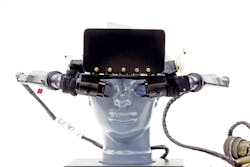 FIGURE 2. Sutherland’s AR 1960s Ultimate Display, which is presumed to be the first head-mounted stereoscopic display; it was called the Sword of Damocles because it was suspended from the ceiling to reduce the weight pressing on the wearer’s head. FIGURE 2. Sutherland’s AR 1960s Ultimate Display, which is presumed to be the first head-mounted stereoscopic display; it was called the Sword of Damocles because it was suspended from the ceiling to reduce the weight pressing on the wearer’s head.