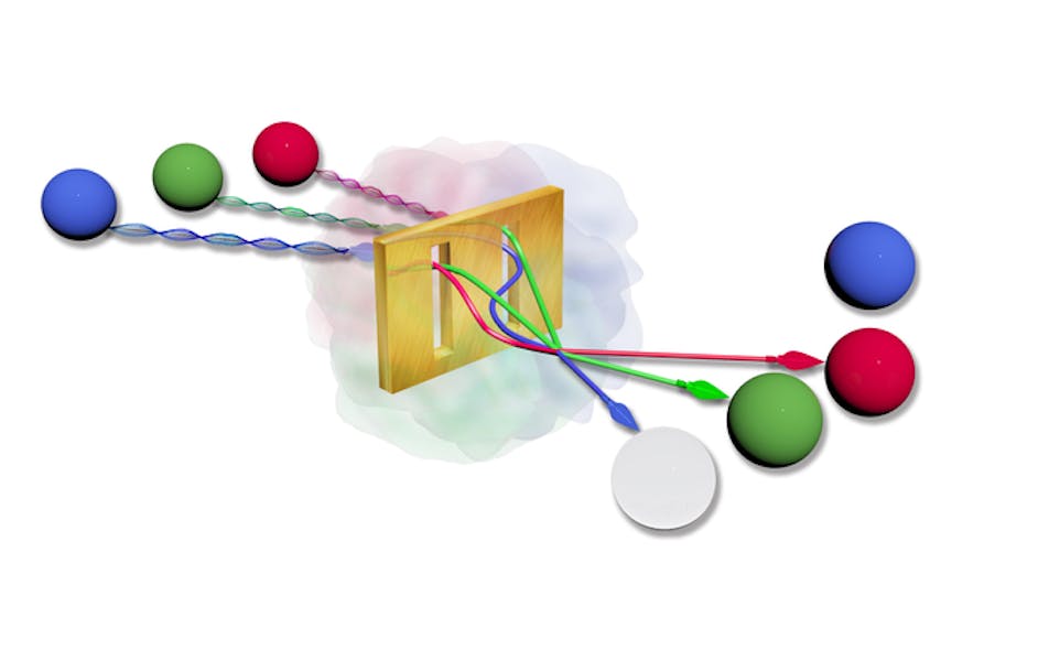 Depiction of multiparticle scattering in plasmonic systems.