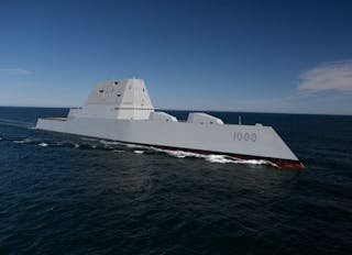 Spinel windows can have applications as electro-optical/IR deckhouse windows in the new class of U.S. Navy destroyers, like the U.S.S. Elmo Zumwalt stealth ship pictured here.