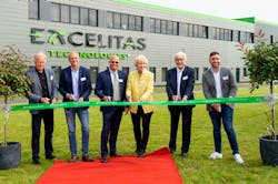 Ribbon-cutting ceremony (L-R): Jürgen Trittin and Fritz Güntzler (Members of the German Bundestag), Robert Vollmers (Excelitas VP), Ursula Haufe (GWG Managing Director), Rolf-Georg Köhler (Mayor of Göttingen), and Konstantin Kuhle (Member of the German Bundestag). Ribbon-cutting ceremony (L-R): Jürgen Trittin and Fritz Güntzler (Members of the German Bundestag), Robert Vollmers (Excelitas VP), Ursula Haufe (GWG Managing Director), Rolf-Georg Köhler (Mayor of Göttingen), and Konstantin Kuhle (Member of the German Bundestag).