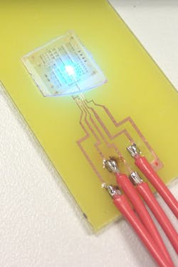 A GaN-based LED is coated with a corrugated pattern with its geometry taken from fireflies’ scales. The bio-inspired LED coating increased light extraction by 33% in comparison to a flat LED coating. A GaN-based LED is coated with a corrugated pattern with its geometry taken from fireflies’ scales. The bio-inspired LED coating increased light extraction by 33% in comparison to a flat LED coating.