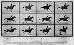 FIGURE 1. A series of photographs of a galloping horse at different points during its gait were taken by Eadweard Muybridge in 1878, illustrating a time-stretched event. FIGURE 1. A series of photographs of a galloping horse at different points during its gait were taken by Eadweard Muybridge in 1878, illustrating a time-stretched event.