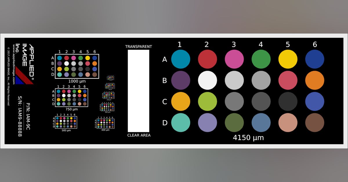 Color calibration standard slide from Applied Image contains 24 colors ...