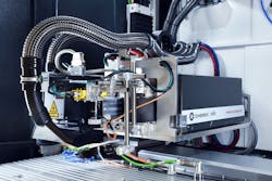 FIGURE 3. A commonly specified subsystem type incorporates an ultrafast laser (the Coherent Powerline Rapid NX) and rail-mounted beam delivery, as well as focusing and scanning optics. FIGURE 3. A commonly specified subsystem type incorporates an ultrafast laser (the Coherent Powerline Rapid NX) and rail-mounted beam delivery, as well as focusing and scanning optics.