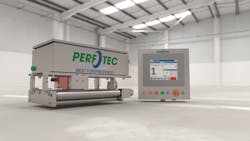 FIGURE 3. PerfoTec’s laser system performs ‘on the fly’ microperforations for packaging. FIGURE 3. PerfoTec’s laser system performs ‘on the fly’ microperforations for packaging.
