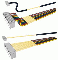 FIGURE 1. Reso-strip, metallized fiber arrays with s-bend are easier to handle (top), while end-stripped, metallized fiber arrays are prone to damage (bottom). FIGURE 1. Reso-strip, metallized fiber arrays with s-bend are easier to handle (top), while end-stripped, metallized fiber arrays are prone to damage (bottom).