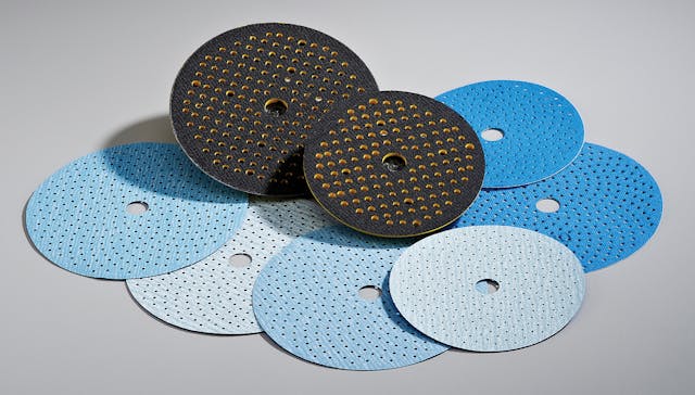 FIGURE 3. The latest-generation, high-density micro-hole abrasive discs with matched backup pad technology.