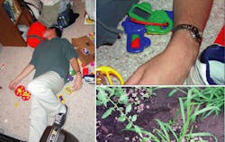 FIGURE 2. This body is not dead. This is a mock-up of a crime scene that the National Forensic Sciences Technology Center uses to train investigators in forensic techniques. FIGURE 2. This body is not dead. This is a mock-up of a crime scene that the National Forensic Sciences Technology Center uses to train investigators in forensic techniques.