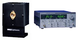 FIGURE 1. Diode-laser mount (left) dissipates excess heat, which helps maintain laser wavelength stability. Typical controller electronics (right) regulate current, provide start-up surge protection, and shield against noise that can also affect wavelength. FIGURE 1. Diode-laser mount (left) dissipates excess heat, which helps maintain laser wavelength stability. Typical controller electronics (right) regulate current, provide start-up surge protection, and shield against noise that can also affect wavelength.