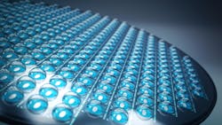 FIGURE 3. OQmented's glass forming technology for chip encapsulation on the wafer level. FIGURE 3. OQmented's glass forming technology for chip encapsulation on the wafer level.