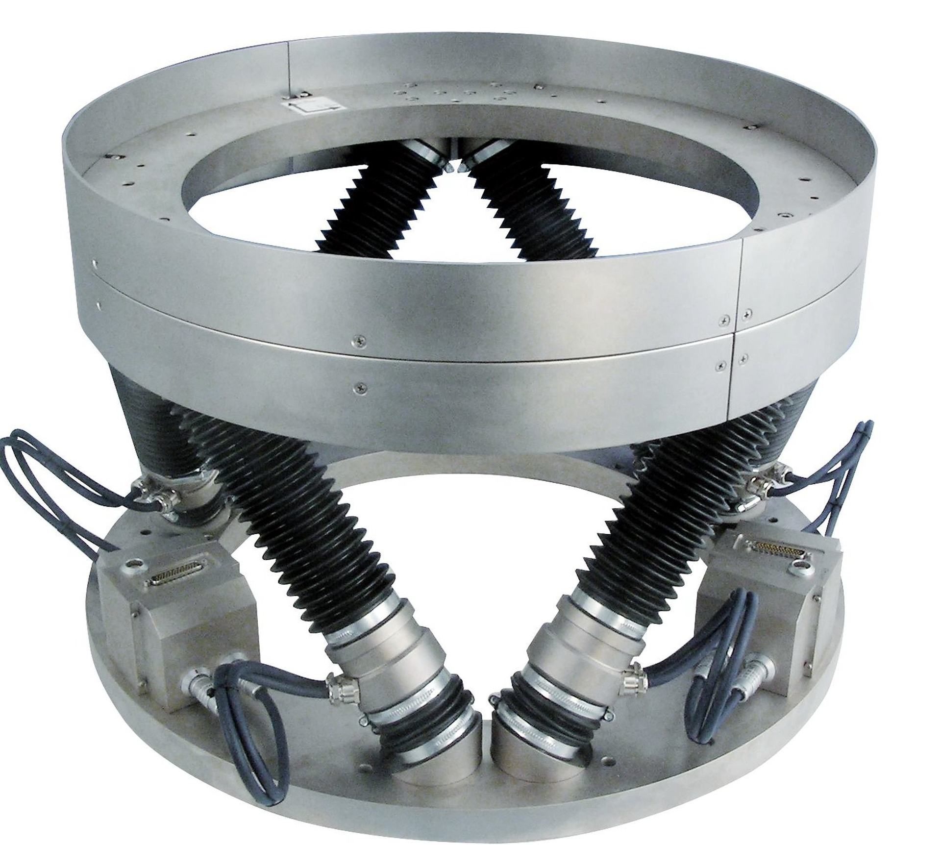 FIGURE 1. In the development of NASA&rsquo;s James Webb Space Telescope, a nanopositioning system created by PI features a high-precision, 6-axis robotic hexapod, used to align the telescope&rsquo;s 18 large mirror segments.