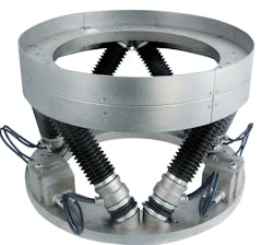 FIGURE 1. In the development of NASA’s James Webb Space Telescope, a nanopositioning system created by PI features a high-precision, 6-axis robotic hexapod, used to align the telescope’s 18 large mirror segments. FIGURE 1. In the development of NASA’s James Webb Space Telescope, a nanopositioning system created by PI features a high-precision, 6-axis robotic hexapod, used to align the telescope’s 18 large mirror segments.