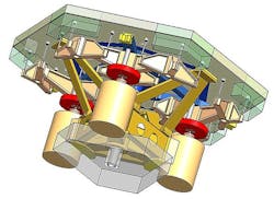 FIGURE 3. Single-mirror section with three actuators, used for the European Southern Observatory ELT telescope. FIGURE 3. Single-mirror section with three actuators, used for the European Southern Observatory ELT telescope.