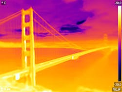 FIGURE 2. Golden Gate bridge recorded from Battery Spencer as example of an IR image recorded with an inexpensive smartphone accessory IR camera. FIGURE 2. Golden Gate bridge recorded from Battery Spencer as example of an IR image recorded with an inexpensive smartphone accessory IR camera.