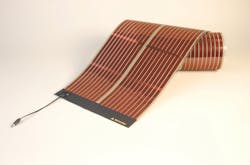 FIGURE 1. An organic solar cell can be made out of flexible plastic, such as this Konarka Power Plastic solar panel. FIGURE 1. An organic solar cell can be made out of flexible plastic, such as this Konarka Power Plastic solar panel.