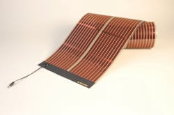 FIGURE 1. An organic solar cell can be made out of flexible plastic, such as this Konarka Power Plastic solar panel. FIGURE 1. An organic solar cell can be made out of flexible plastic, such as this Konarka Power Plastic solar panel.