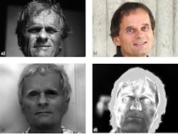 FIGURE 1. Near UV (a), VIS (b), SWIR (c), and MWIR (d) images of the author, recorded on different days.