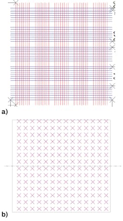 FIGURE 3. Adhesion structures (a) and 45-degree patterns (b) created. FIGURE 3. Adhesion structures (a) and 45-degree patterns (b) created.