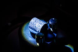 Unique crystal patterns are shown on the surface of a 3D-printed metal. Unique crystal patterns are shown on the surface of a 3D-printed metal.