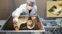 PAWS, an integrated photonics spectrograph on-a-chip prototype during integration with a cryogenically cooled Teledyne H2RG infrared array in the innoFSPEC lab. The arrayed waveguide grating (inset) delivers a spectral resolution of R=15.000 in the astronomical H band (1.55 µm) with unprecedented efficiency. The chip was designed at innoFSPEC and manufactured by Enablence (U.S.). Innovative spectrographs of this kind for future space missions hold the promise of significant savings in mass and volume, when comparing, e.g., with the 196 kg heavy NIRSpec instrument onboard of James Webb Space Telescope.