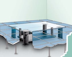 FIGURE 4. A vibration-free &apos;island&apos; installed sub-floor provides a floor-level pedestal (in blue) isolated from ambient building vibrations.