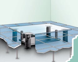 FIGURE 4. A vibration-free 'island' installed sub-floor provides a floor-level pedestal (in blue) isolated from ambient building vibrations. FIGURE 4. A vibration-free 'island' installed sub-floor provides a floor-level pedestal (in blue) isolated from ambient building vibrations.