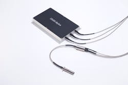 FIGURE 3. A three-line kineFLEX-Hydra attached to a combined three-laser module to form a complete multiline laser system where each line is delivered on a separate singlemode and polarization-axes-aligned fiber channel. In this instance, the fibers are permanently attached to the multiline laser system to achieve the smallest possible package size within a custom instrument format. FIGURE 3. A three-line kineFLEX-Hydra attached to a combined three-laser module to form a complete multiline laser system where each line is delivered on a separate singlemode and polarization-axes-aligned fiber channel. In this instance, the fibers are permanently attached to the multiline laser system to achieve the smallest possible package size within a custom instrument format.