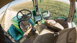 FIGURE 3. Interior of the cab of John Deere’s fully autonomous tractor. FIGURE 3. Interior of the cab of John Deere’s fully autonomous tractor.