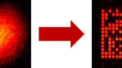 FIGURE 1. The laser beam (left) is turned into a beam pattern (right), composed of individual beamlets.
