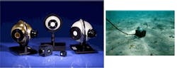 FIGURE 2. Integrating spheres seem simple but can come in an infinite variety of configurations for an infinite number of potential applications. A submersible sphere is fiberoptic-coupled to a UV-VIS spectroradiometer to measure the effect of underwater UV exposure on sea urchin embryos (right). FIGURE 2. Integrating spheres seem simple but can come in an infinite variety of configurations for an infinite number of potential applications. A submersible sphere is fiberoptic-coupled to a UV-VIS spectroradiometer to measure the effect of underwater UV exposure on sea urchin embryos (right).