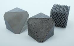 FIGURE 1. Examples of a dense manufactured diagonally cut cube (left), process-related grid structure (middle), and lattice cube (right). FIGURE 1. Examples of a dense manufactured diagonally cut cube (left), process-related grid structure (middle), and lattice cube (right).