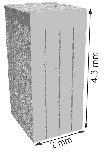 FIGURE 3. CT scan cross-section of slit structures manufactured with in situ laser ablation during additive built-up.
