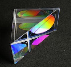 A photo of the group’s final full-size demonstration total internal reflection GRISM. A photo of the group’s final full-size demonstration total internal reflection GRISM.