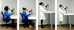 FIGURE 2. Olympus SZX stereo microscopes can be operated by a variety of users safely and comfortably while sitting or standing. FIGURE 2. Olympus SZX stereo microscopes can be operated by a variety of users safely and comfortably while sitting or standing.