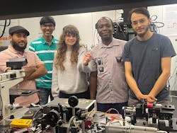 FIGURE 1. Dr. Wayesh Qarony, Rushin Contractor, Emma Martin, Professor Boubacar Kanté, and Dr. Walid Redjem in the lab. FIGURE 1. Dr. Wayesh Qarony, Rushin Contractor, Emma Martin, Professor Boubacar Kanté, and Dr. Walid Redjem in the lab.